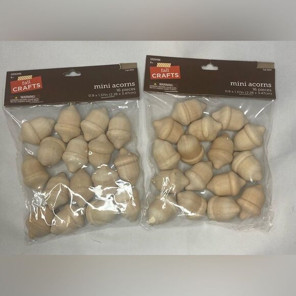 Mini Wood  Acorns 16 PACK (LOT OF 2) Fall UNFINISHED CRAFT Acorns 32 PCS - Picture 6 of 6